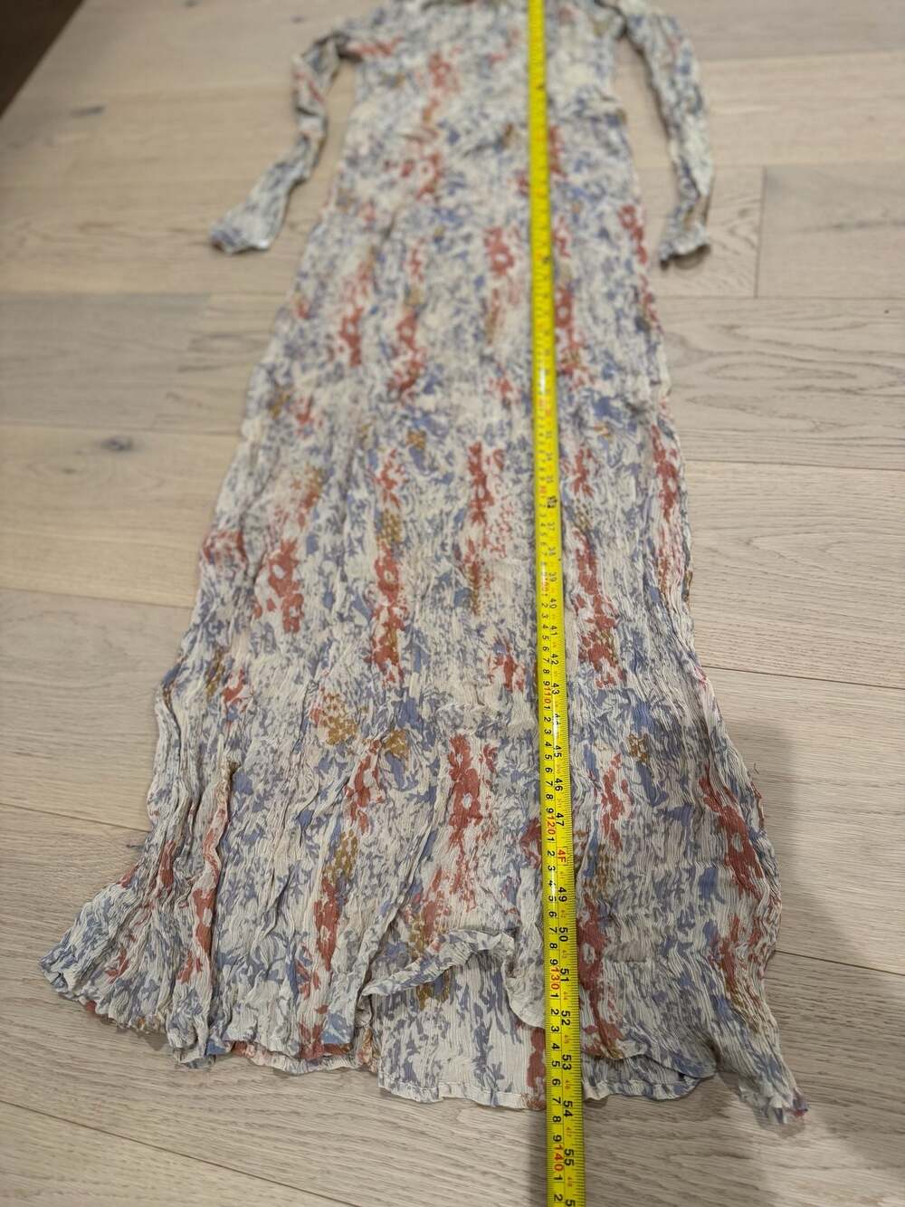 Free People Women's Floral Crinkled Mesh Long-Sleeve Maxi Dress  Button-Back - Picture 7 of 11
